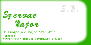 szervac major business card